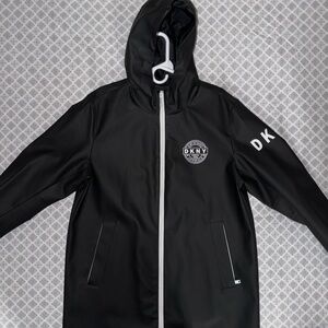 DKNY BLACK LONG PU JACKET